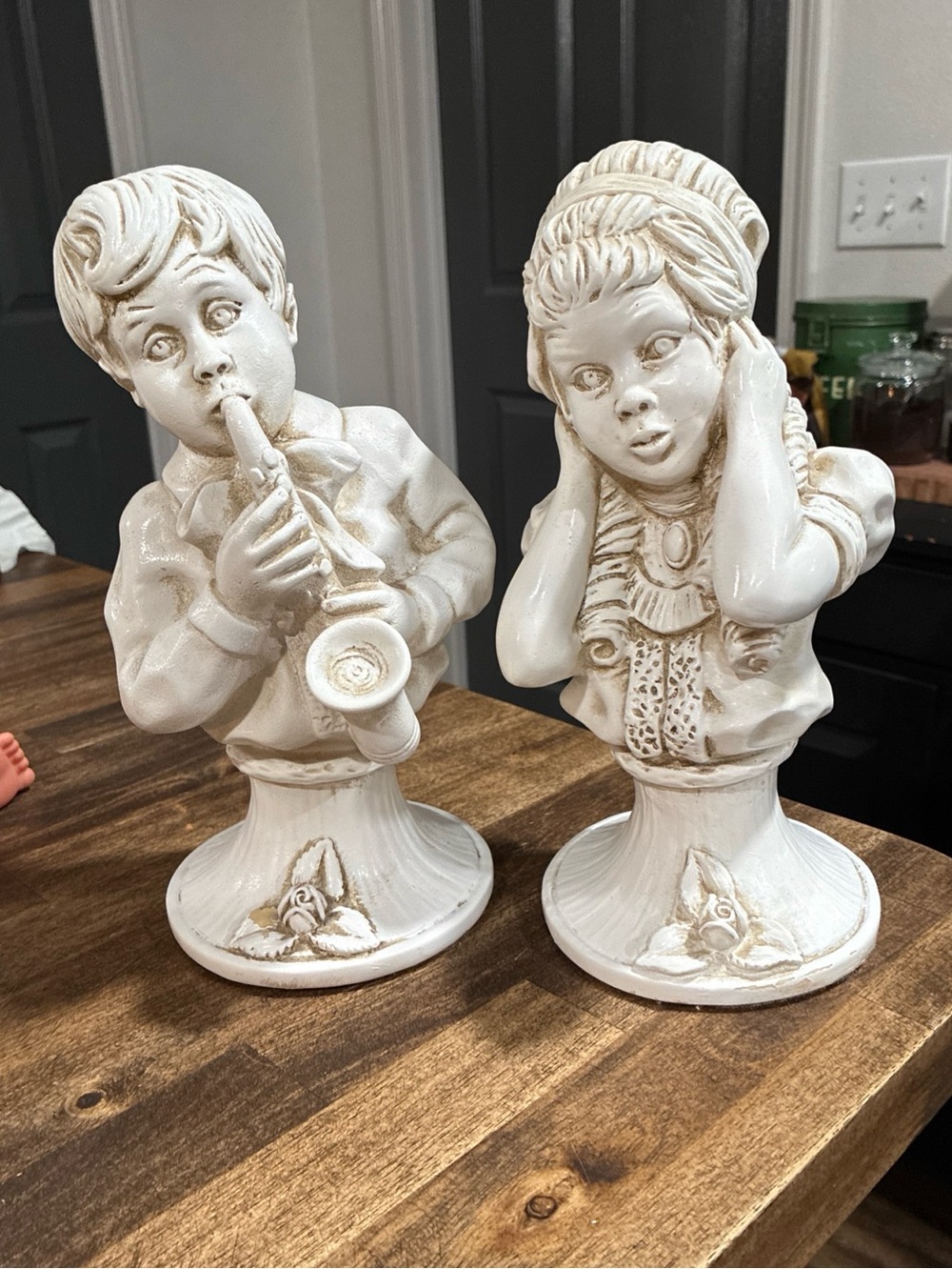 Vtg Boy And Girl Bust Sax Art Vaughn Kendrick 1971 Universal Statuary Homeco
